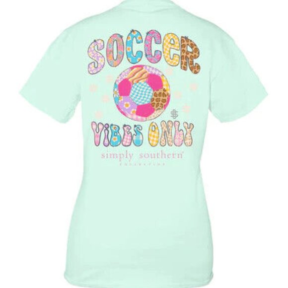 New Simply Southern T-Shirt Women's - Soccer Vibes - Breeze Blue - Picture 2 of 3